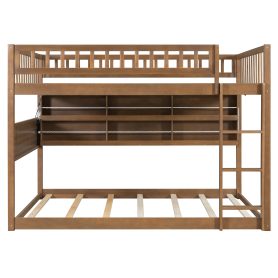 Full Over Full Bunk Bed With Integrated Shelving, Color-changing Lights And Pegboard