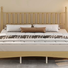King Size Wood Platform Bed with Gourd Shaped Headboard