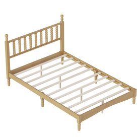 Full Size Wood Platform Bed with Gourd Shaped Headboard