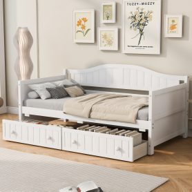 Twin Wooden Daybed With 2 Drawers, No Box Spring Needed