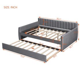 Upholstered Full Size Daybed with Trundle and Slat Support
