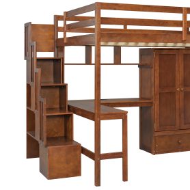 Full Size Loft Wood Bed With Desk, Book Shelves And Wardrobe 45 Full Size Loft Wood Bed With Desk, Book Shelves And Wardrobe