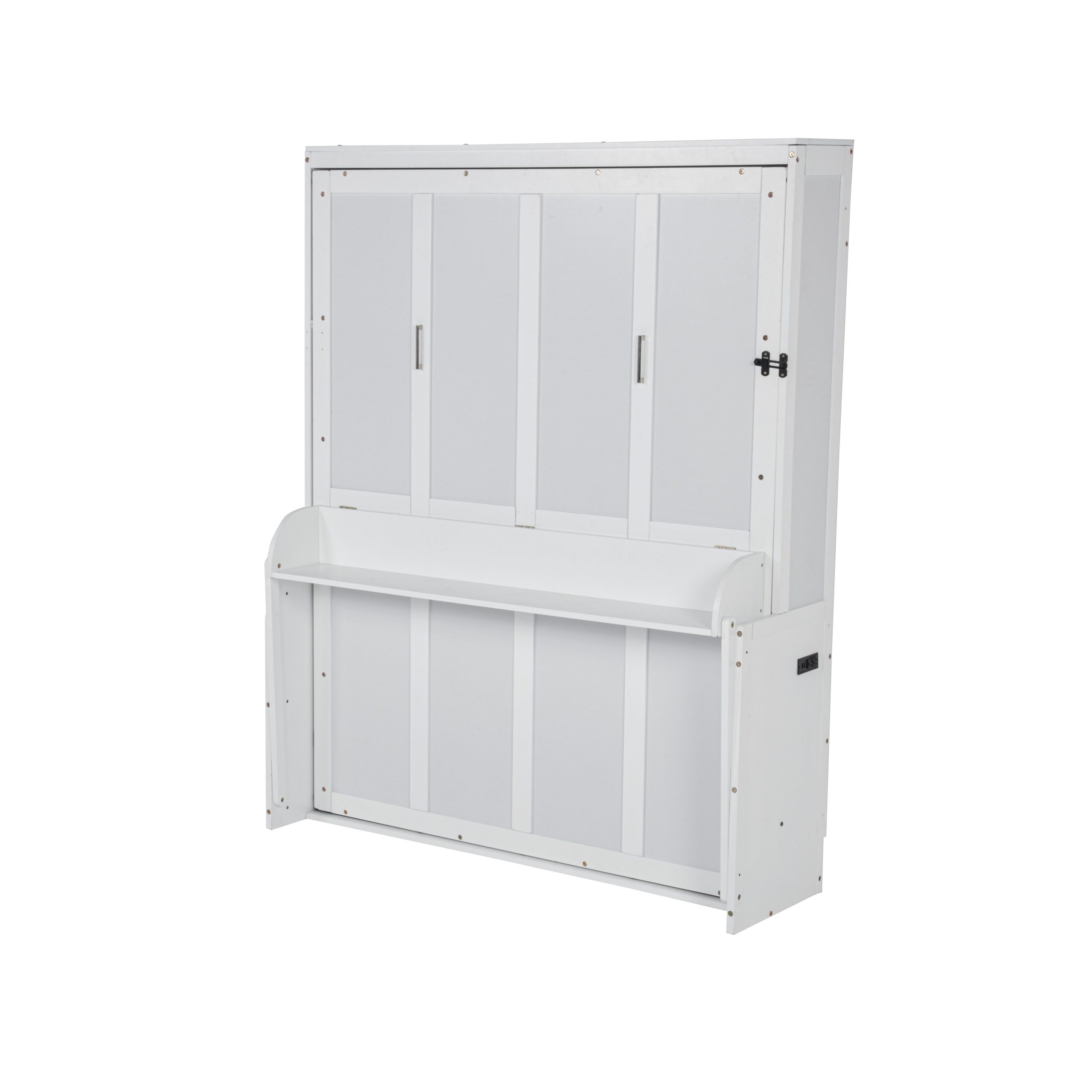 Queen Size Wood Vertical Murphy Bed With Desk, Gas Struts 18 Queen Size Wood Vertical Murphy Bed With Desk, Gas Struts