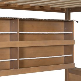 Full XL over Queen Bunk Bed with Integrated Shelving, Color-Changing Lights and Pegboard