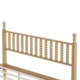 King Size Wood Platform Bed with Gourd Shaped Headboard