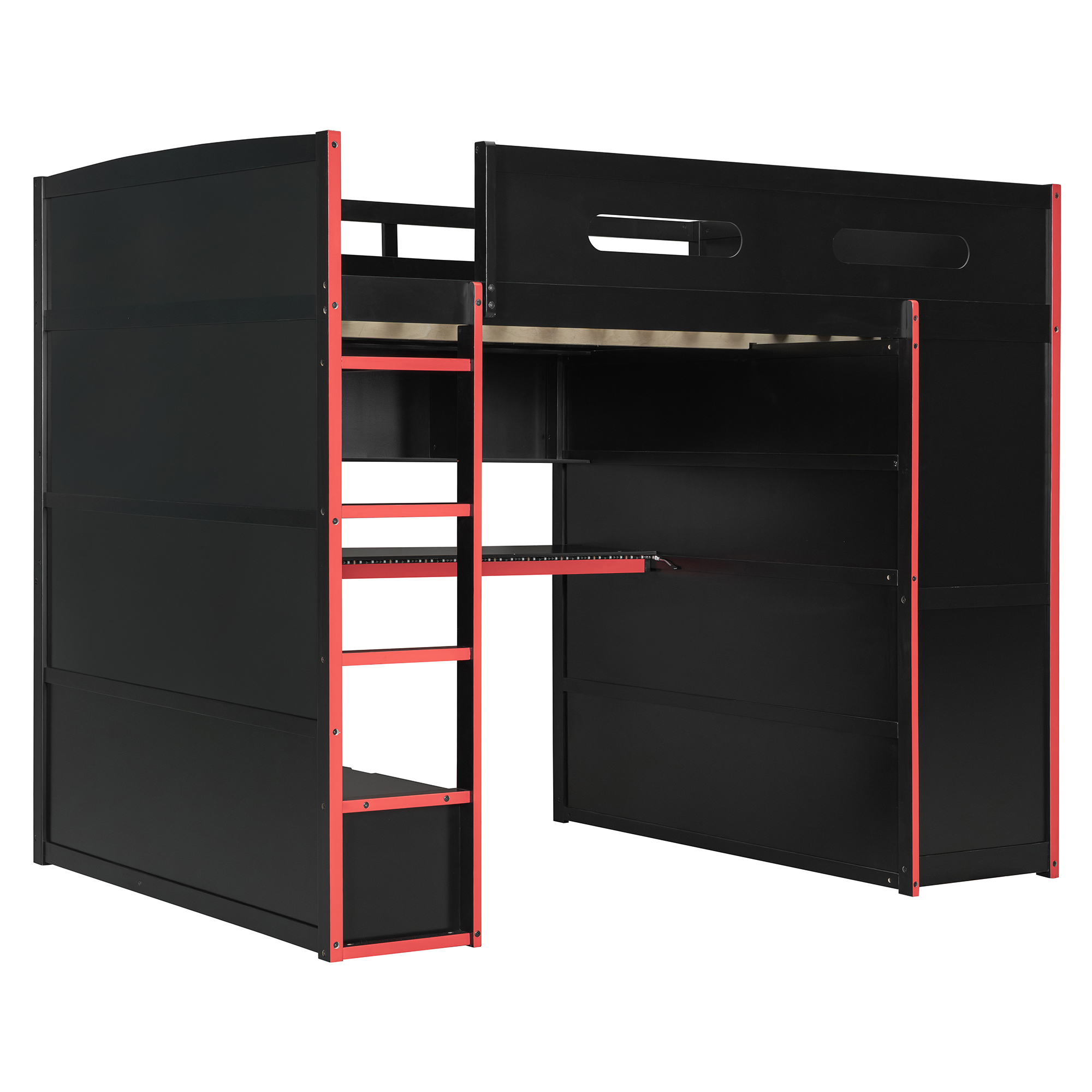 Full Size Wood Loft Bed with Desk,Wardrobe,Ample Storage Space,and RGB Light 6 Full Size Wood Loft Bed with Desk,Wardrobe,Ample Storage Space,and RGB Light