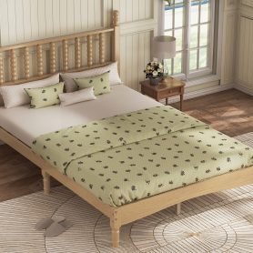 Full Size Wood Platform Bed with Gourd Shaped Headboard