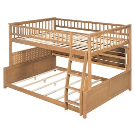 Full XL over Queen Bunk Bed with Integrated Shelving, Color-Changing Lights and Pegboard