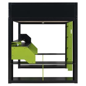 Full Size Wood Loft Bed with Power Outlet & USB/Type-C Ports, Integrated Cable Management, and RGB Light