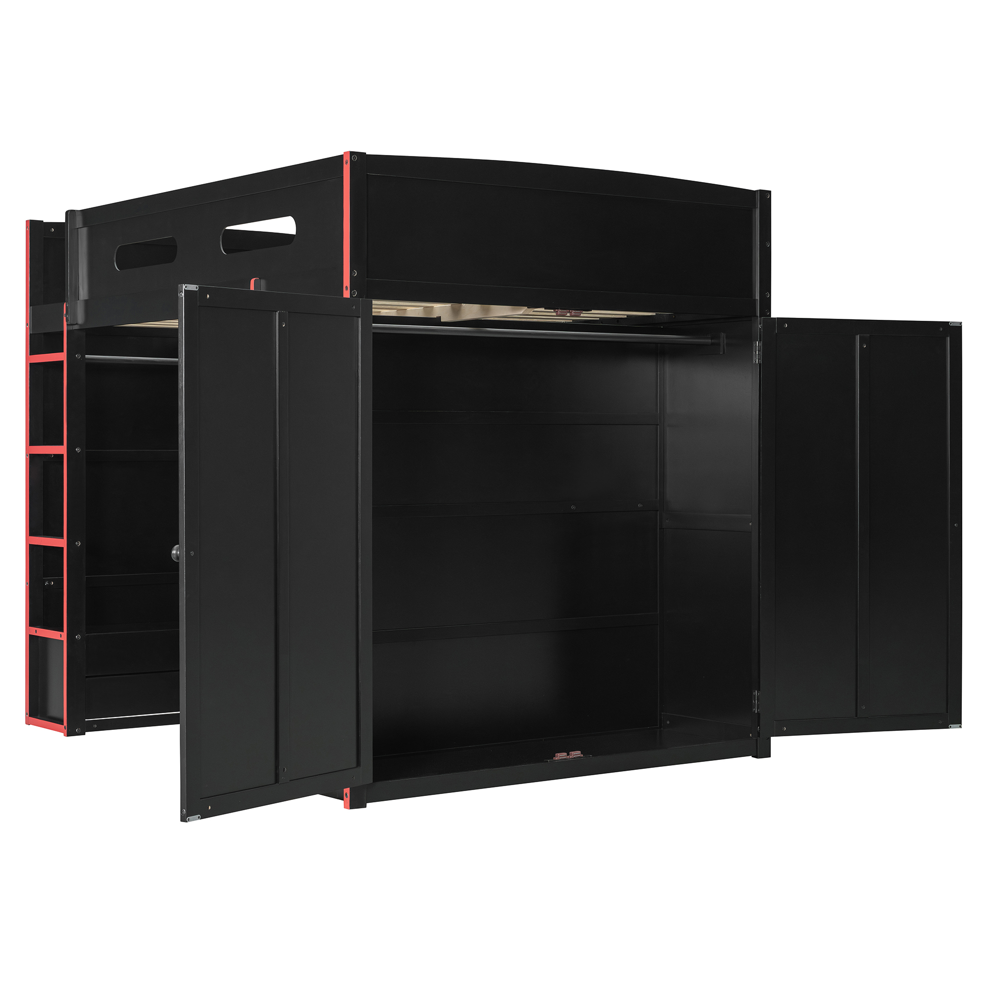 Full Size Wood Loft Bed with Desk,Wardrobe,Ample Storage Space,and RGB Light 11 Full Size Wood Loft Bed with Desk,Wardrobe,Ample Storage Space,and RGB Light