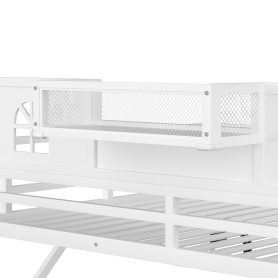 Metal Full Size Loft Bed with High and House Shaped Guardrails 28 Metal Full Size Loft Bed with High and House Shaped Guardrails