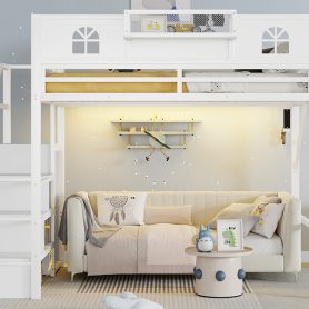 Metal Full Size Loft Bed with High and House Shaped Guardrails 33 Metal Full Size Loft Bed with High and House Shaped Guardrails