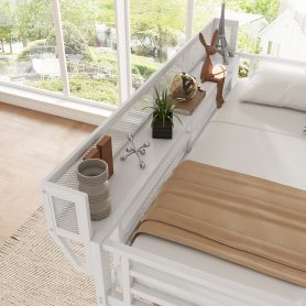 Twin Size High Loft Bed with Wardrobe and Storage Shelves