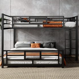 L-Shaped Metal Twin over Full Bunk Bed