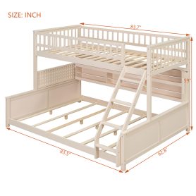 Twin XL over Queen Bunk Bed with Integrated Shelving, Color-Changing Lights and Pegboard