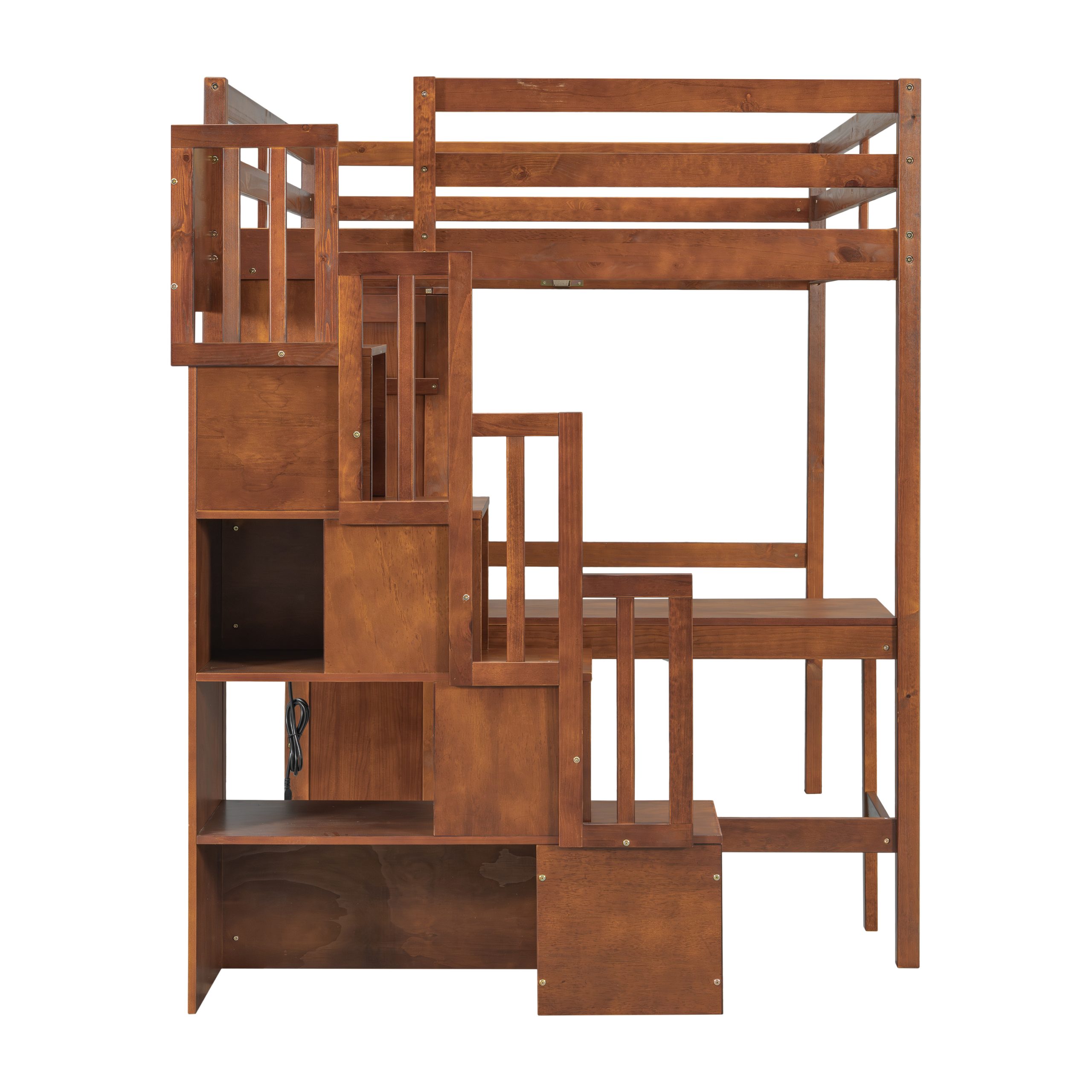 Full Size Loft Wood Bed With Desk, Book Shelves And Wardrobe 7 Full Size Loft Wood Bed With Desk, Book Shelves And Wardrobe