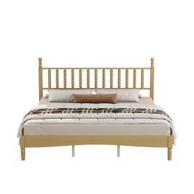 King Size Wood Platform Bed with Gourd Shaped Headboard
