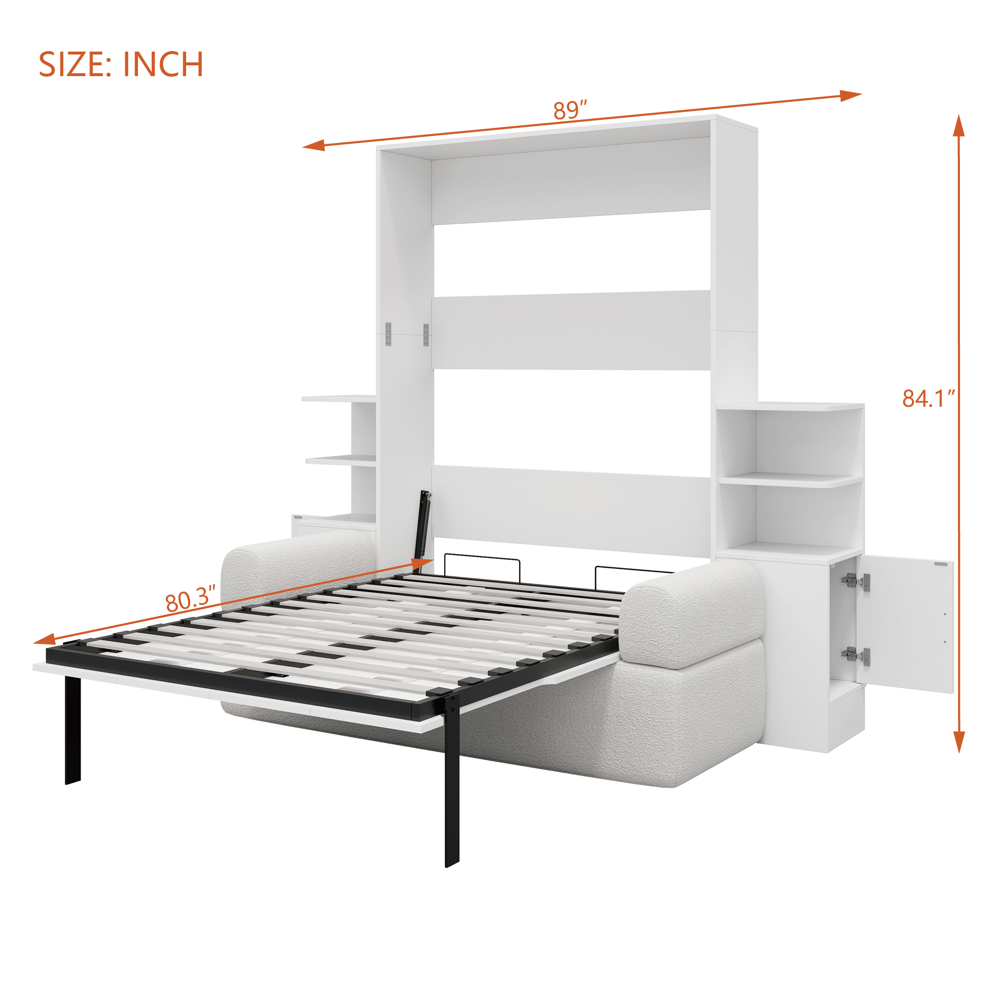 Queen Size Wall Murphy Bed with Sofa and Storage Cabinets 11 Queen Size Wall Murphy Bed with Sofa and Storage Cabinets - Image 10