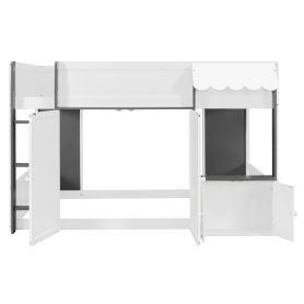 Full Loft House Bed with Playhouse & Storage