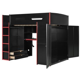 Full Size Wood Loft Bed with Desk,Wardrobe,Ample Storage Space,and RGB Light 37 Full Size Wood Loft Bed with Desk,Wardrobe,Ample Storage Space,and RGB Light