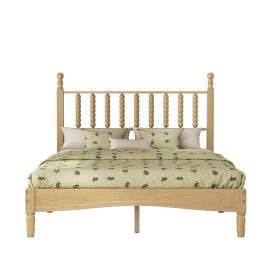 Full Size Wood Platform Bed with Gourd Shaped Headboard