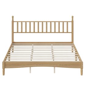 King Size Wood Platform Bed with Gourd Shaped Headboard