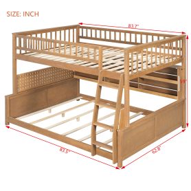 Full XL over Queen Bunk Bed with Integrated Shelving, Color-Changing Lights and Pegboard