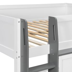 Full Loft House Bed with Playhouse & Storage