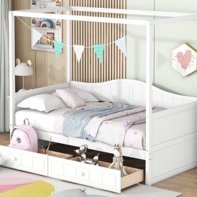 Twin Size Canopy Day Bed with 2 Drawers