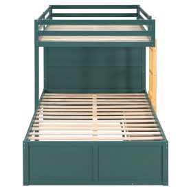 Full Size Bunk Bed With 2 Large Drawers, 5 Small Drawers and Small Wardrobe