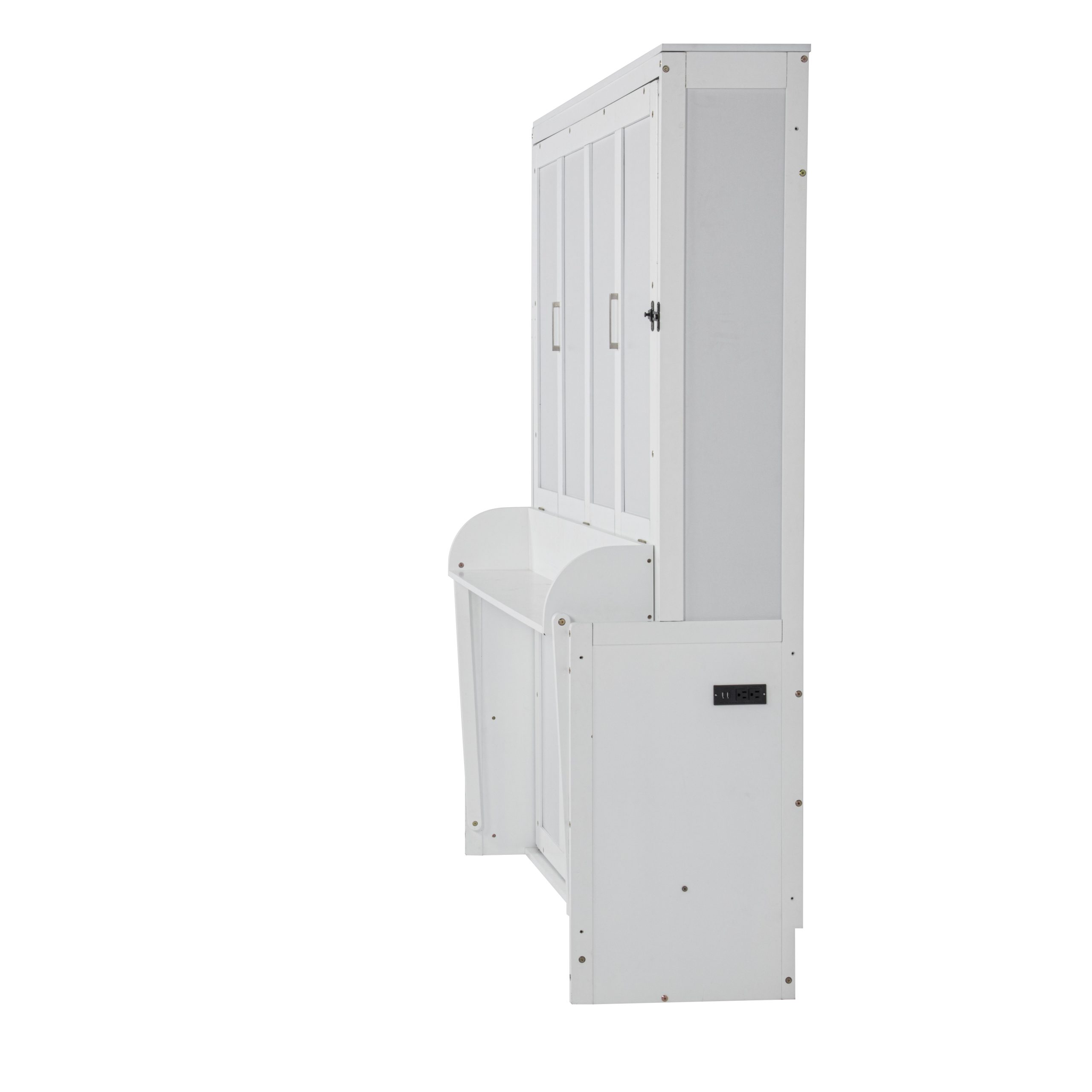 Queen Size Wood Vertical Murphy Bed With Desk, Gas Struts 11 Queen Size Wood Vertical Murphy Bed With Desk, Gas Struts