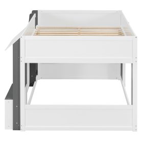 Full Loft House Bed with Playhouse & Storage