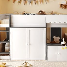 Full Loft House Bed with Playhouse & Storage