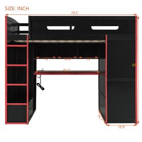 Full Size Wood Loft Bed with Desk,Wardrobe,Ample Storage Space,and RGB Light 40 Full Size Wood Loft Bed with Desk,Wardrobe,Ample Storage Space,and RGB Light