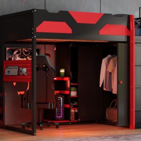 Full Size Wood Loft Bed with Desk, Multi-storage Shelves,USB and RGB Light 43 Full Size Wood Loft Bed with Desk, Multi-storage Shelves,USB and RGB Light