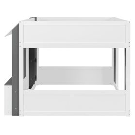 Full Loft House Bed with Playhouse & Storage