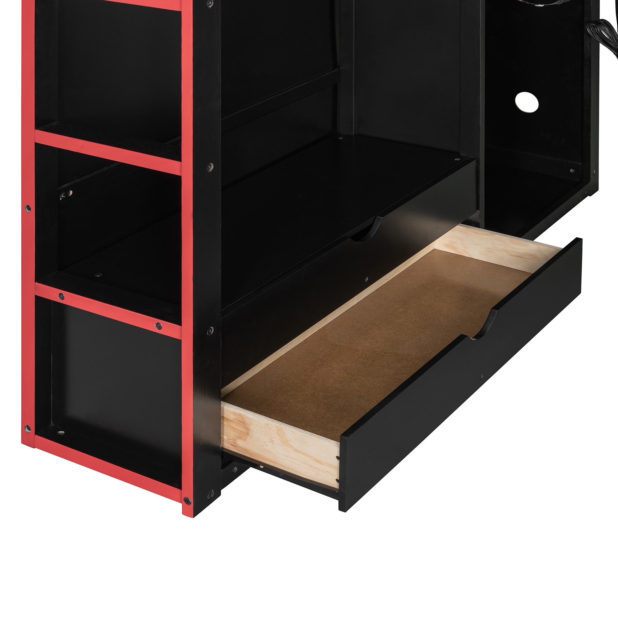 Full Size Wood Loft Bed with Desk,Wardrobe,Ample Storage Space,and RGB Light 13 Full Size Wood Loft Bed with Desk,Wardrobe,Ample Storage Space,and RGB Light