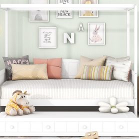 Twin Size Canopy Daybed With Twin Size Trundle