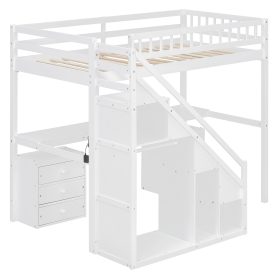 Twin Size Loft Bed with Two Chest of Drawers, Desk and Light Strip 26 Twin Size Loft Bed with Two Chest of Drawers, Desk and Light Strip