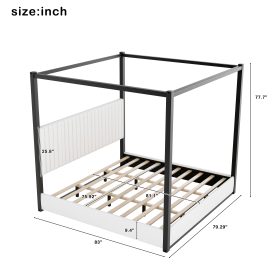 King Size Upholstery Canopy Platform Bed with Headboard and Metal Frame 28 King Size Upholstery Canopy Platform Bed with Headboard and Metal Frame