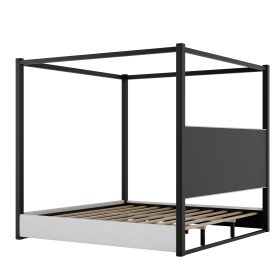 King Size Upholstery Canopy Platform Bed with Headboard and Metal Frame 34 King Size Upholstery Canopy Platform Bed with Headboard and Metal Frame