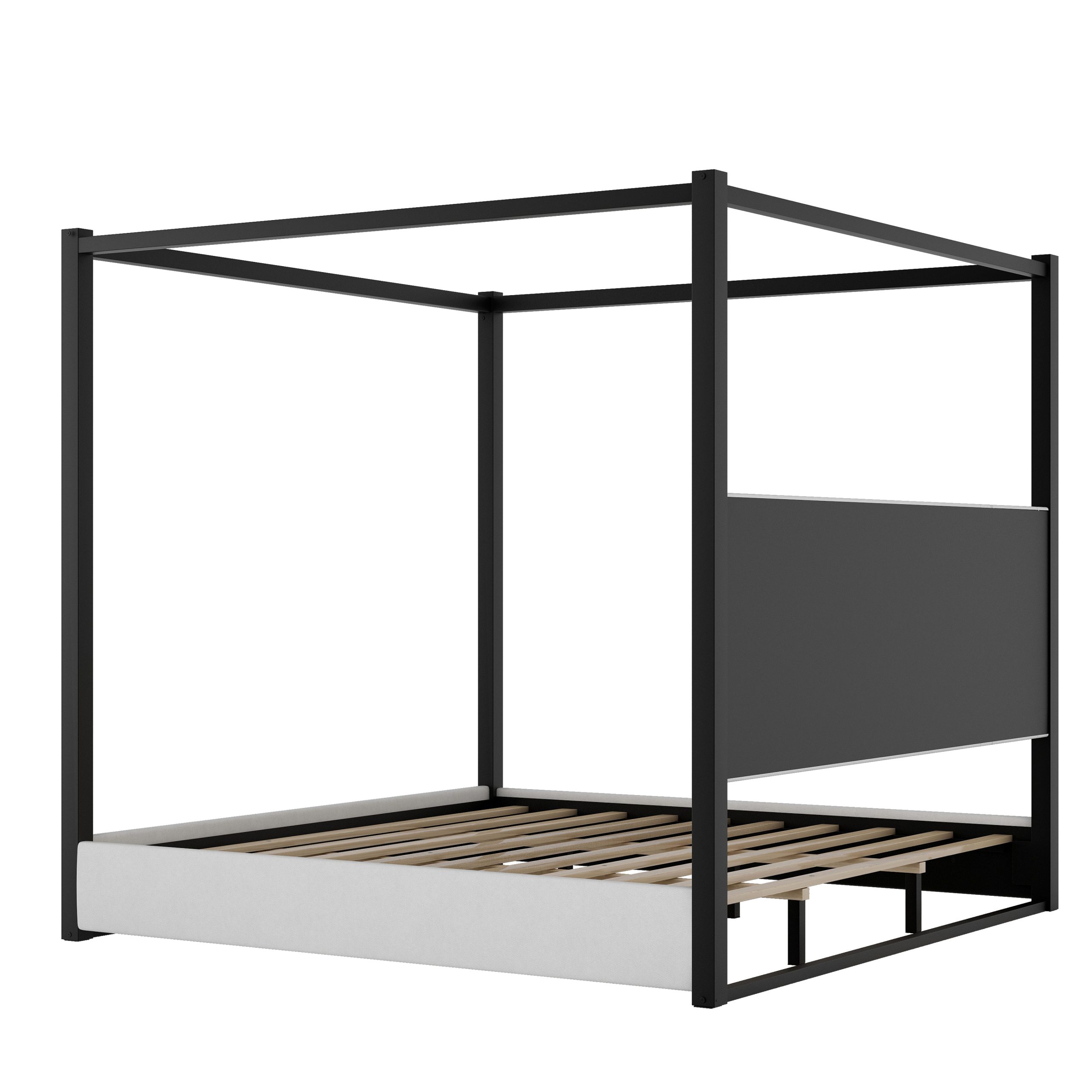 King Size Upholstery Canopy Platform Bed with Headboard and Metal Frame 18 King Size Upholstery Canopy Platform Bed with Headboard and Metal Frame