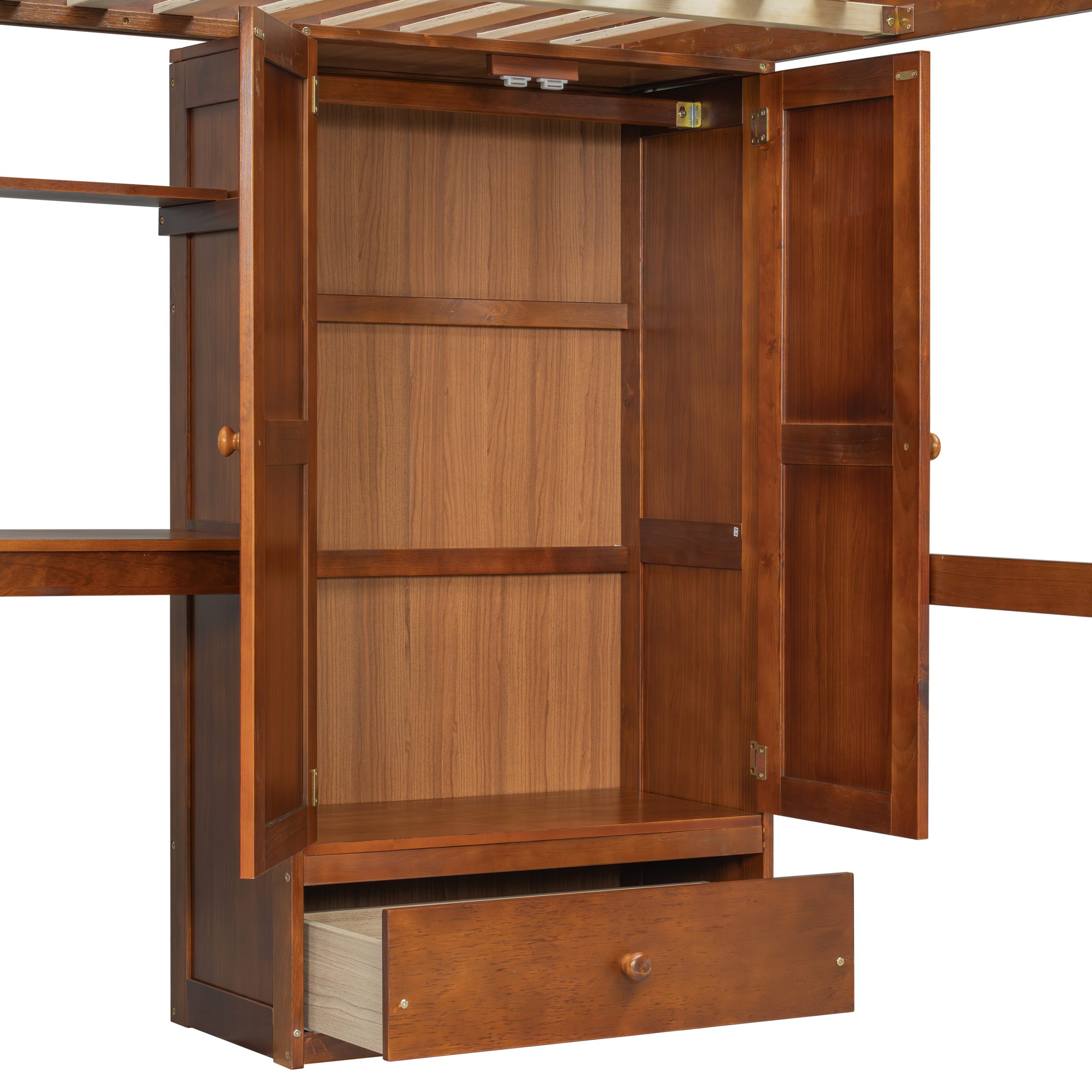 Full Size Loft Wood Bed With Desk, Book Shelves And Wardrobe 16 Full Size Loft Wood Bed With Desk, Book Shelves And Wardrobe