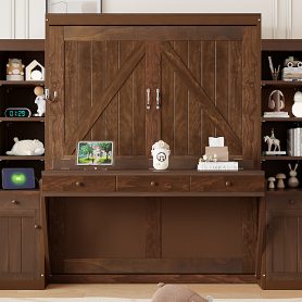 Queen Size Murphy Bed with Desk, Storage and Cabinets