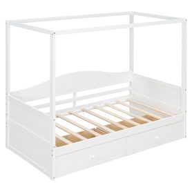 Twin Size Canopy Day Bed with 2 Drawers