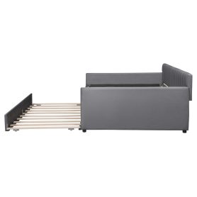 Upholstered Full Size Daybed with Trundle and Slat Support