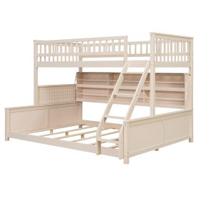 Twin XL over Queen Bunk Bed with Integrated Shelving, Color-Changing Lights and Pegboard