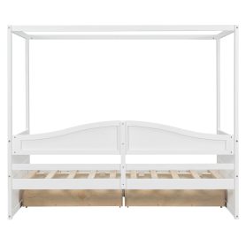 Twin Size Canopy Day Bed with 2 Drawers