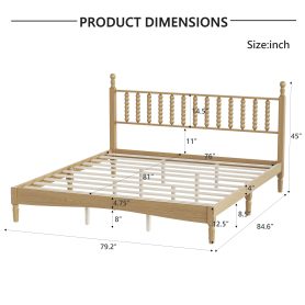 King Size Wood Platform Bed with Gourd Shaped Headboard