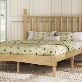 Full Size Wood Platform Bed with Gourd Shaped Headboard
